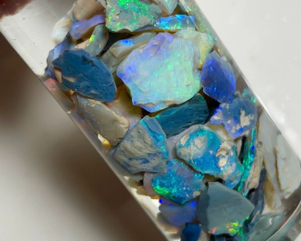 Lightning Ridge Dark Seam opal rough 115cts Lots Colours to Cut 16x14x3 to 7x4x2mm  NSW094 (jar not included)