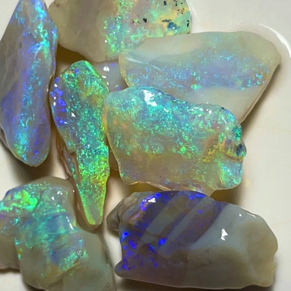 Lightning Ridge Rough Crystal Seam Opal Parcel 37cts Clean Bright Cutters Lots Stunning colours & bars 17x15x4mm to 15x5x3mm NSW009