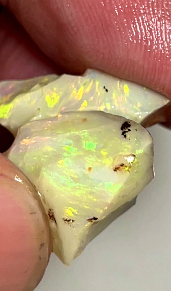 Lightning Ridge Rough Opal 19.5cts Nice Pair Stunning Light Base Cutters Candy® High Grade Bright Multifires 20x8x7mm & 17x10x10mm WAC42