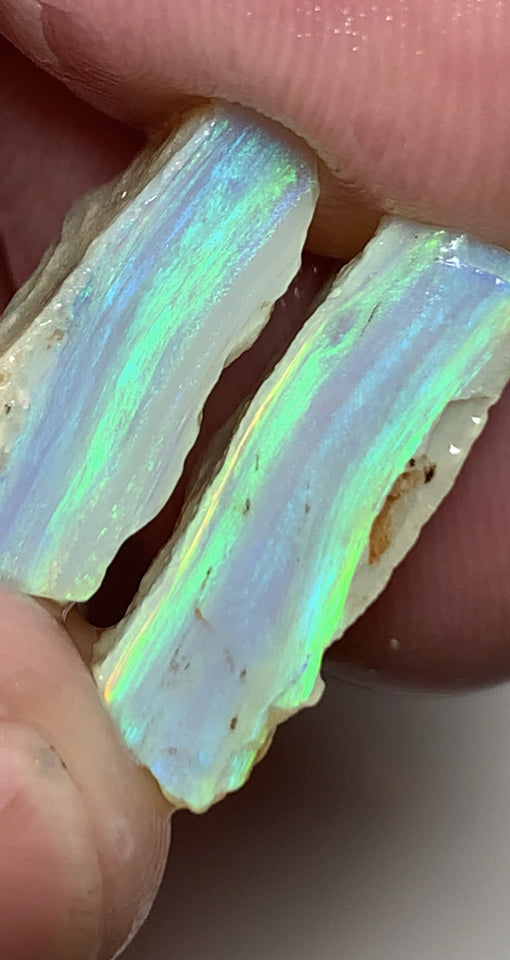 Lightning Ridge Rough Opal Crystal 16.5cts Cutters Candy® Exotic Seam Split Gem Grade packed with Amazing Bright fires in stunning bars 20x10x6mm & 18x8x7mm WSV19