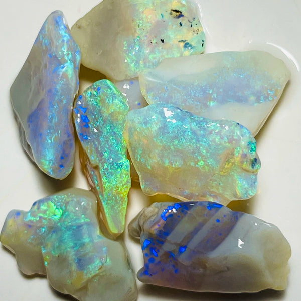 Lightning Ridge Rough Crystal Seam Opal Parcel 37cts Clean Bright Cutters Lots Stunning colours & bars 17x15x4mm to 15x5x3mm NSW009