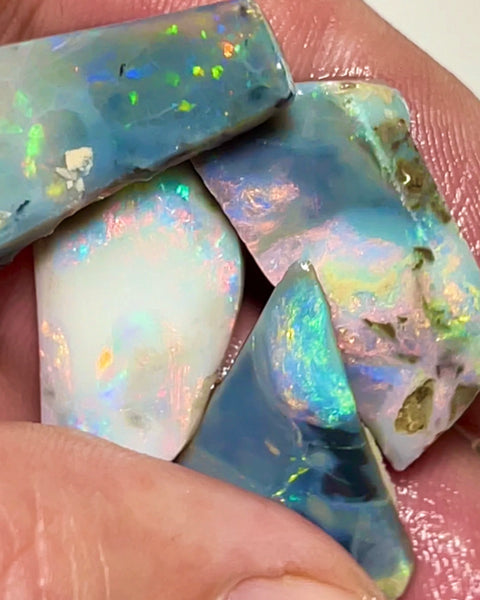 Lightning Ridge Seam opal rub/rough parcel 34.75cts Gorgeous exposed faces with Red/Pink dominant Multifires to Polish & Set 25x11x5mm to 20x14x2mm NEW968