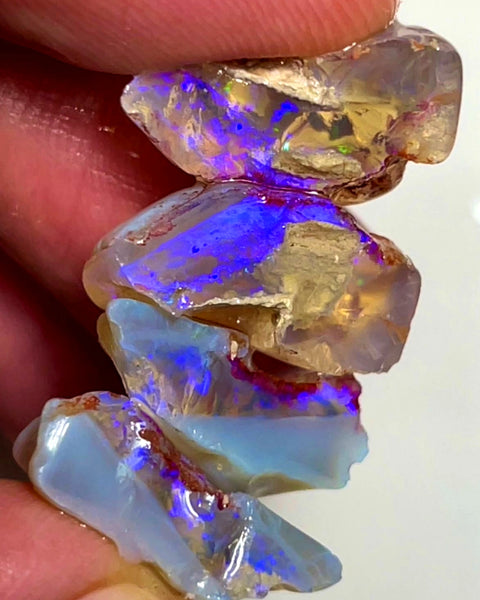 Lightning Ridge 37cts Bright 2 sets knobby Opal rough splits Stunning Bright Blue dominant fires 18x16x7 to 18x8x7 mm 1130