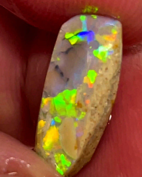 Lightning Ridge Opal Dark Base Crystal Knobby Rough Rub 3.00cts Super Vibrant & Bright Multifires  17x6x3 mm WAE53