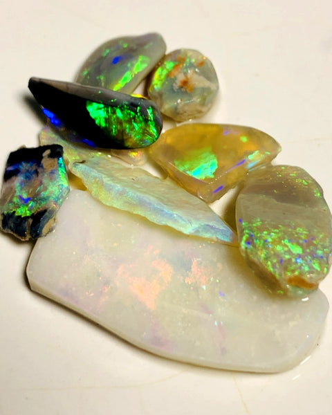 Lightning Ridge Opal Rough n Rub Parcel Black Dark & Crystal From the Miners Bench® 27cts Super Bright Multifires 30x12x3mm to 6x5x4mm  WSY95