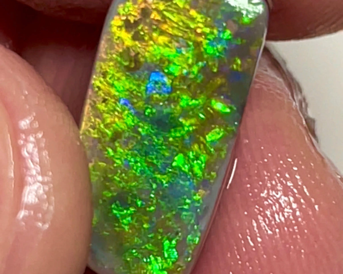 Gem Rub Of Lightning Ridge 4.95cts Stunning Super Bright & gorgeous Electric Multifires for setting in fine jewellery  17.00x 8.00x 3.00mm NSW069