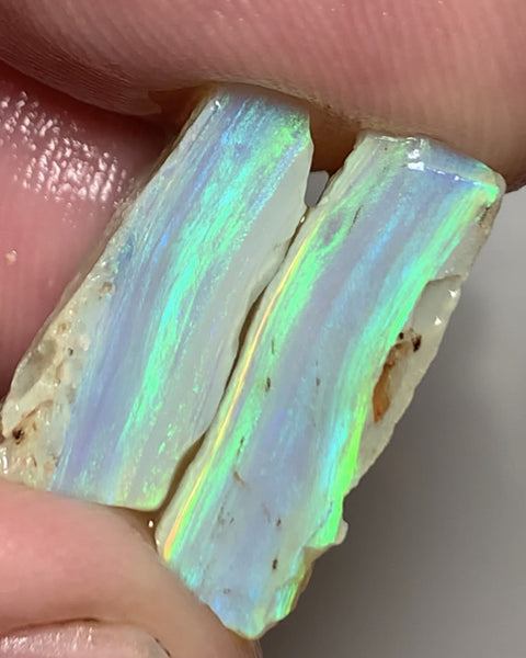 Lightning Ridge Rough Opal Crystal 16.5cts Cutters Candy® Exotic Seam Split Gem Grade packed with Amazing Bright fires in stunning bars 20x10x6mm & 18x8x7mm WSV19