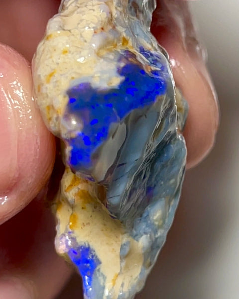 Lightning Ridge Rough Opal 54cts Huge Black/dark Seam formation showing lots nice Blues 35x25x15mm 1345