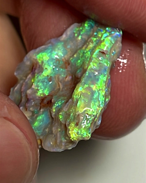 Lightning Ridge Rough Opal 7.25cts Crystal Witches hat Knobby Amazing Vibrant Very Bright Multicolours 18.000 x 17.000 x 3.000 mm WAE47