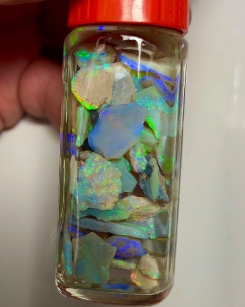 Lightning Ridge Opal Rough n Rub Parcel Dark & Crystal 128cts Full of Bright Multifires 14x5x2mm to 4x2x2mm 1336