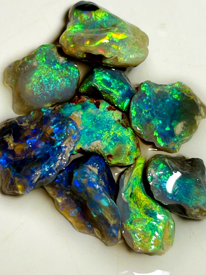 Lightning Ridge Rough Cutters Candy®  Dark & Crystal knobby Opal parcel 27cts Vibrant stunning & Gorgeous Bright Multifires & bars 17x13x8mm to 8x7x5mm WAC16