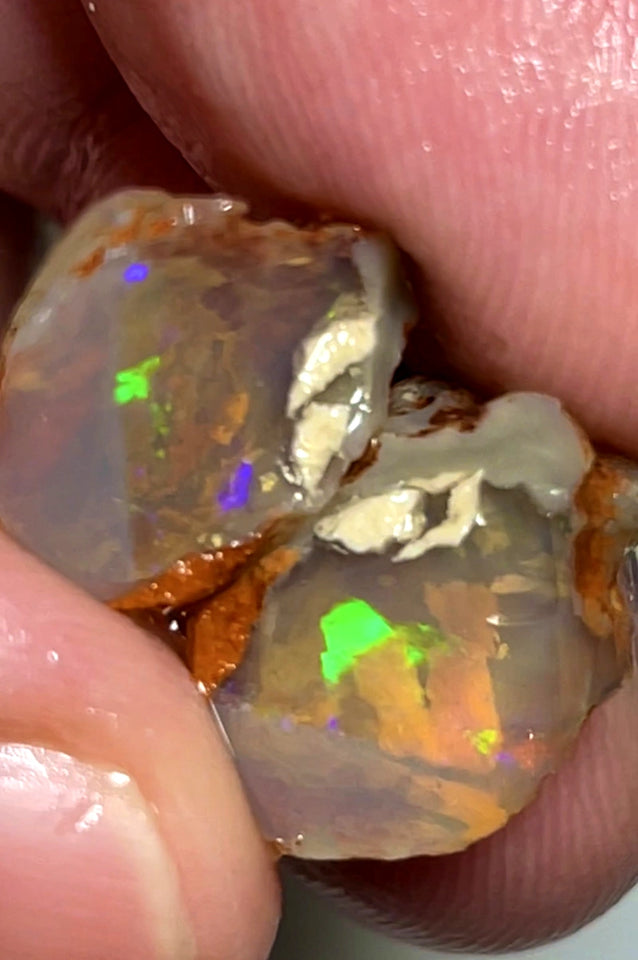 Lightning Ridge Dark Crystal knobby opal  split 15.5cts Thick deep bars stunning Multi colours 15x10x9mm to 12x10x8mm WAC53