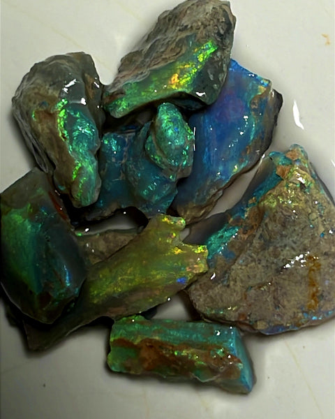 Lightning Ridge Rough Cutters Candy®  Dark & Crystal knobby & Seam Opal parcel 33cts Stunning Gorgeous Vibrant Bright Multifires & bars 16x14x3mm to 12x5x3mm  WAE38