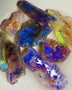 Coocoran field Opal Rough nice Opalised Wood Fossil parcel 27cts Bright & gorgeous multi colours 20x8x4mm to 10x5x2mm NSW010