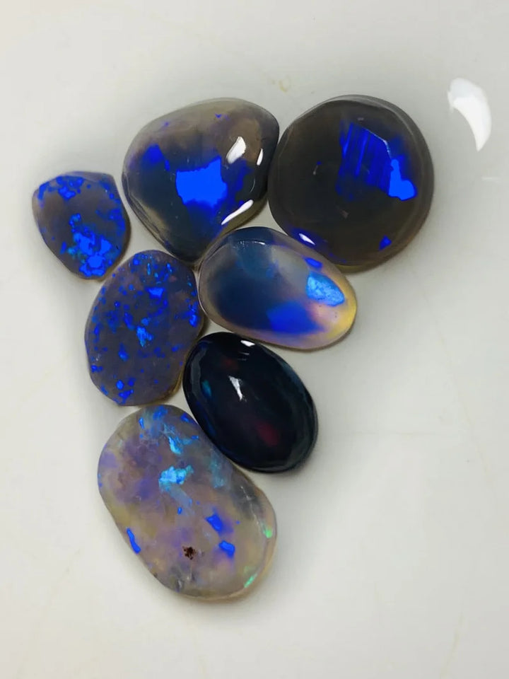 Lightning Ridge Knobby Opal Rough/Rub/Preforms Parcel Black, Semi Black & Crystal From the Miners Bench® 14cts Gem Bright fires 13x9x3mm to 7x5x2mm WSX25