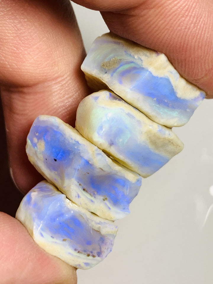 Lightning Ridge Rough Opal Thick Seams Stack cutters 70cts Potential Grade  Lots fires in nice thick bars 18x15x8mm to 15x15x8mm WST11