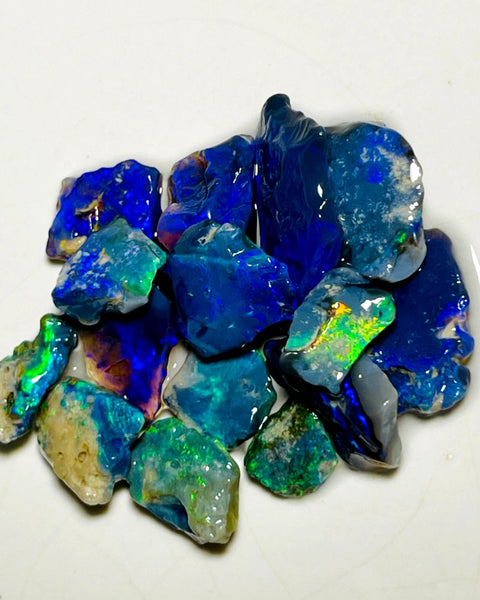 Lightning Ridge Rough Opal Parcel 41cts Cutters Select Black colourful material to cut 18x9x3mm to 10x5x2mm WAB38