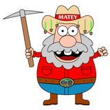 Matey the Miner Logo . The Brand Mascot for Opal Fever Mate Rough Black Opal wholesaler 