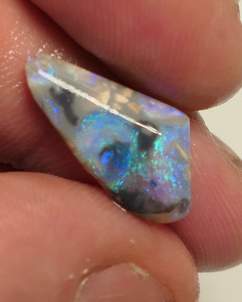 Lightning Ridge Rough / Rub Miners Bench® Picture stone Dark Crystal opal 4.25cts Lots of nice fires 20x10x3mm 3Apr