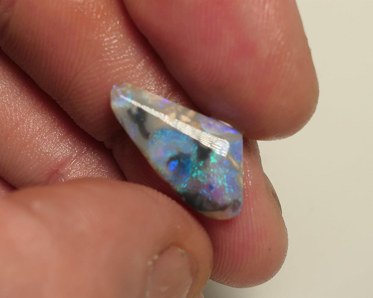 Lightning Ridge Rough / Rub Miners Bench® Picture stone Dark Crystal opal 4.25cts Lots of nice fires 20x10x3mm 3Apr