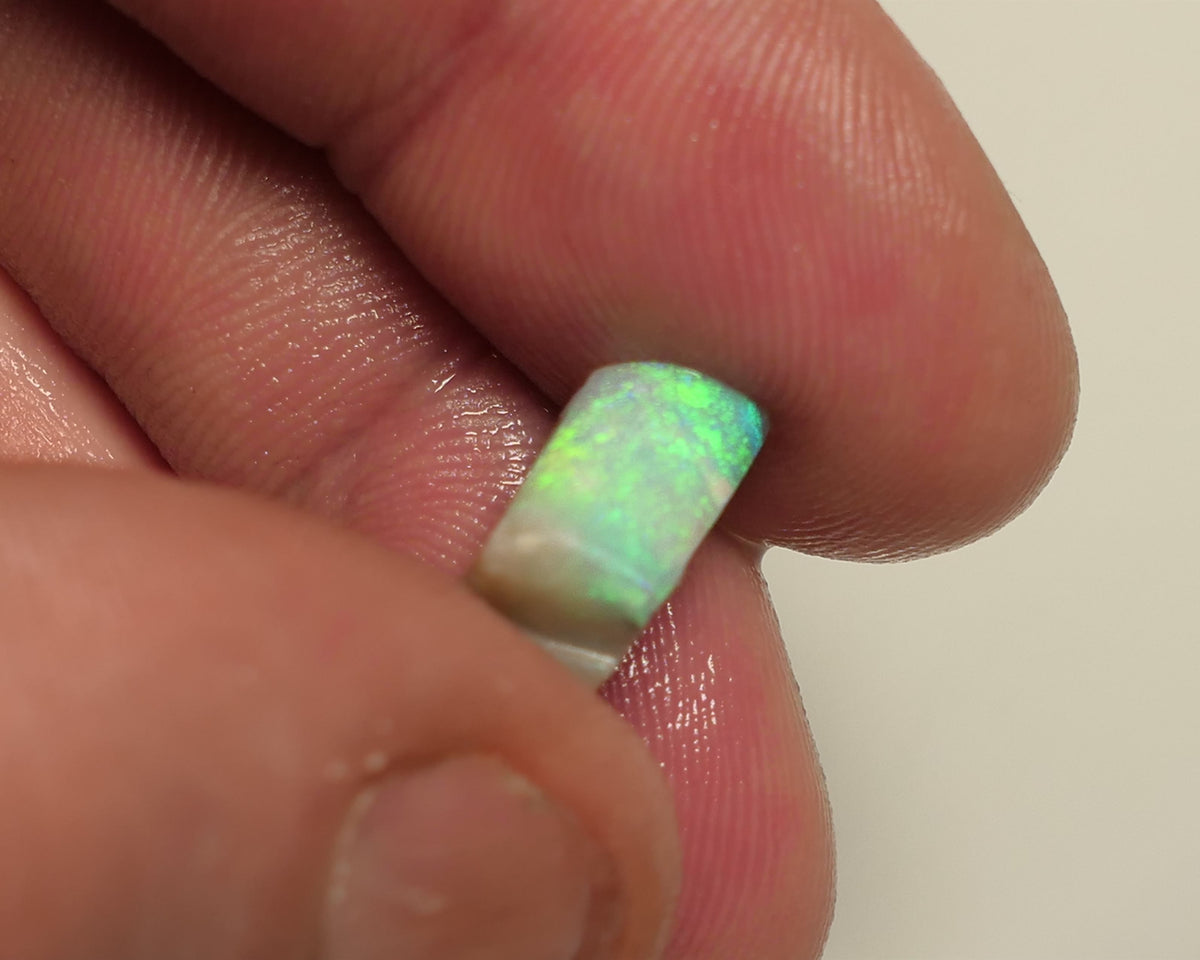 Mintabie Opal 4cts Seam rough rub  Yellow Green Dominant Bright Multifires in the bar Packed with Potential 12x6x5mm 4APR