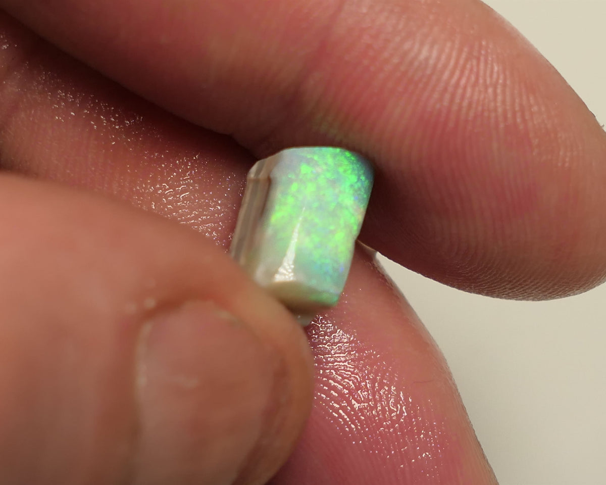 Mintabie Opal 4cts Seam rough rub  Yellow Green Dominant Bright Multifires in the bar Packed with Potential 12x6x5mm 4APR