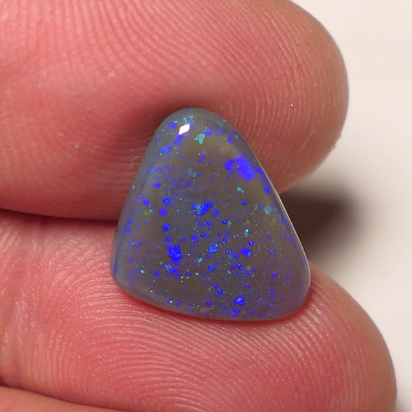 Lightning Ridge Double Sided Dark Crystal Opal Gemstone 5cts Gem Grade  N6 Body Tone B3 Stunning Blues with flashes of Greens 15x16x3mm WAC60