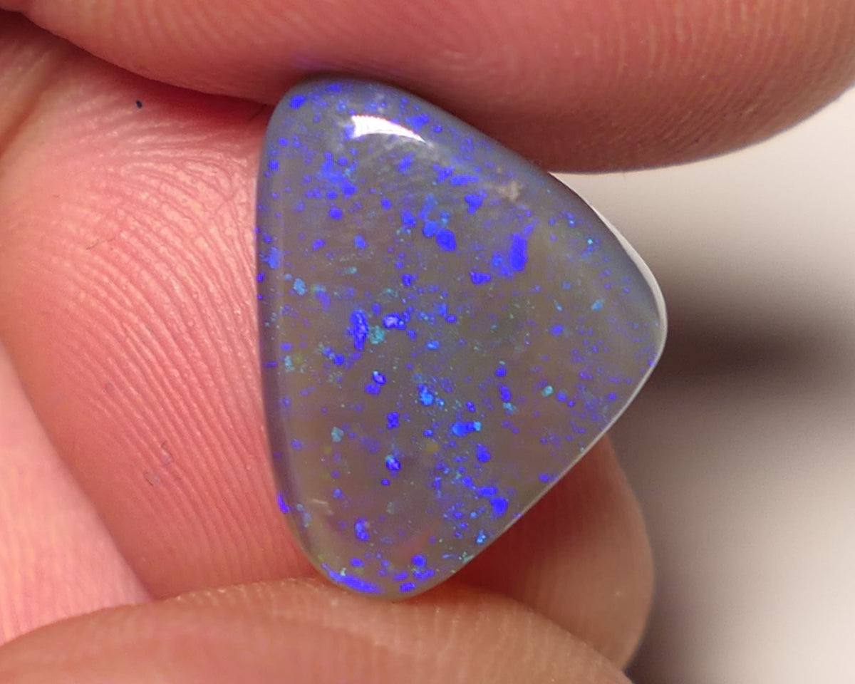 Lightning Ridge Double Sided Dark Crystal Opal Gemstone 5cts Gem Grade  N6 Body Tone B3 Stunning Blues with flashes of Greens 15x16x3mm WAC60