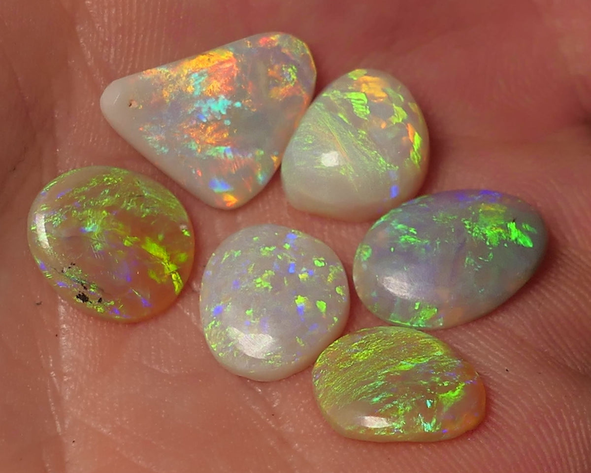 Lightning Ridge Opal Rubs/Preforms Jewellery Makers parcel Gem Grade Light Dark & Crystal Miners Bench® Preforms 12.6cts Gorgeous Vivid Vibrant Super bright Multifires 14x10x2mm to 11x8x2mm WAC67