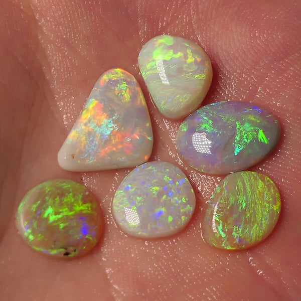 Lightning Ridge Opal Rubs/Preforms Jewellery Makers parcel Gem Grade Light Dark & Crystal Miners Bench® Preforms 12.6cts Gorgeous Vivid Vibrant Super bright Multifires 14x10x2mm to 11x8x2mm WAC67