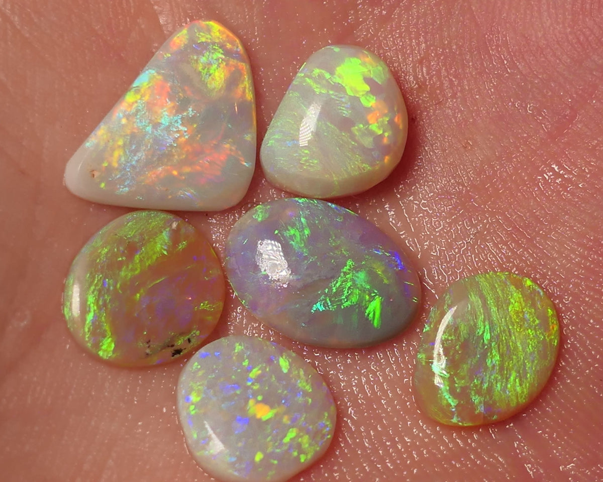 Lightning Ridge Opal Rubs/Preforms Jewellery Makers parcel Gem Grade Light Dark & Crystal Miners Bench® Preforms 12.6cts Gorgeous Vivid Vibrant Super bright Multifires 14x10x2mm to 11x8x2mm WAC67