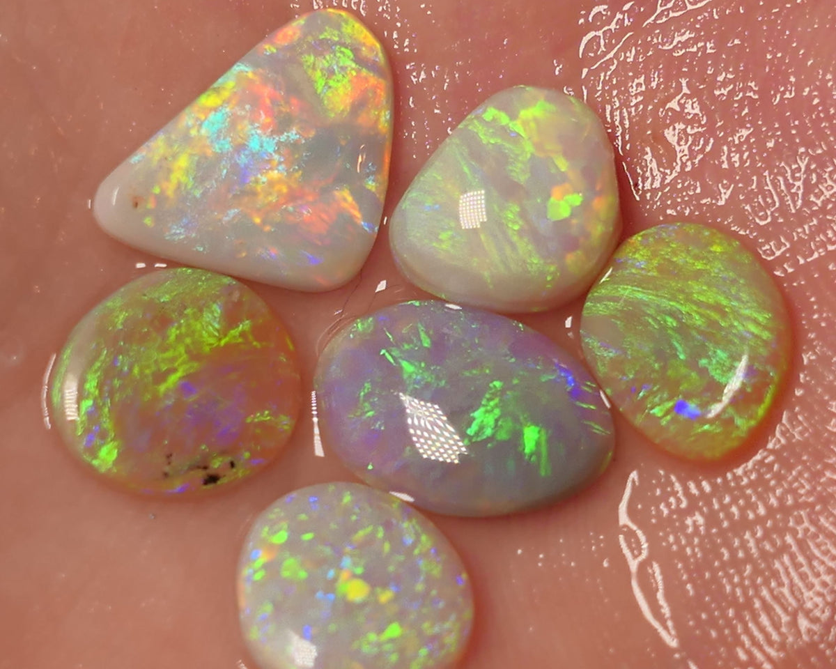 Lightning Ridge Opal Rubs/Preforms Jewellery Makers parcel Gem Grade Light Dark & Crystal Miners Bench® Preforms 12.6cts Gorgeous Vivid Vibrant Super bright Multifires 14x10x2mm to 11x8x2mm WAC67