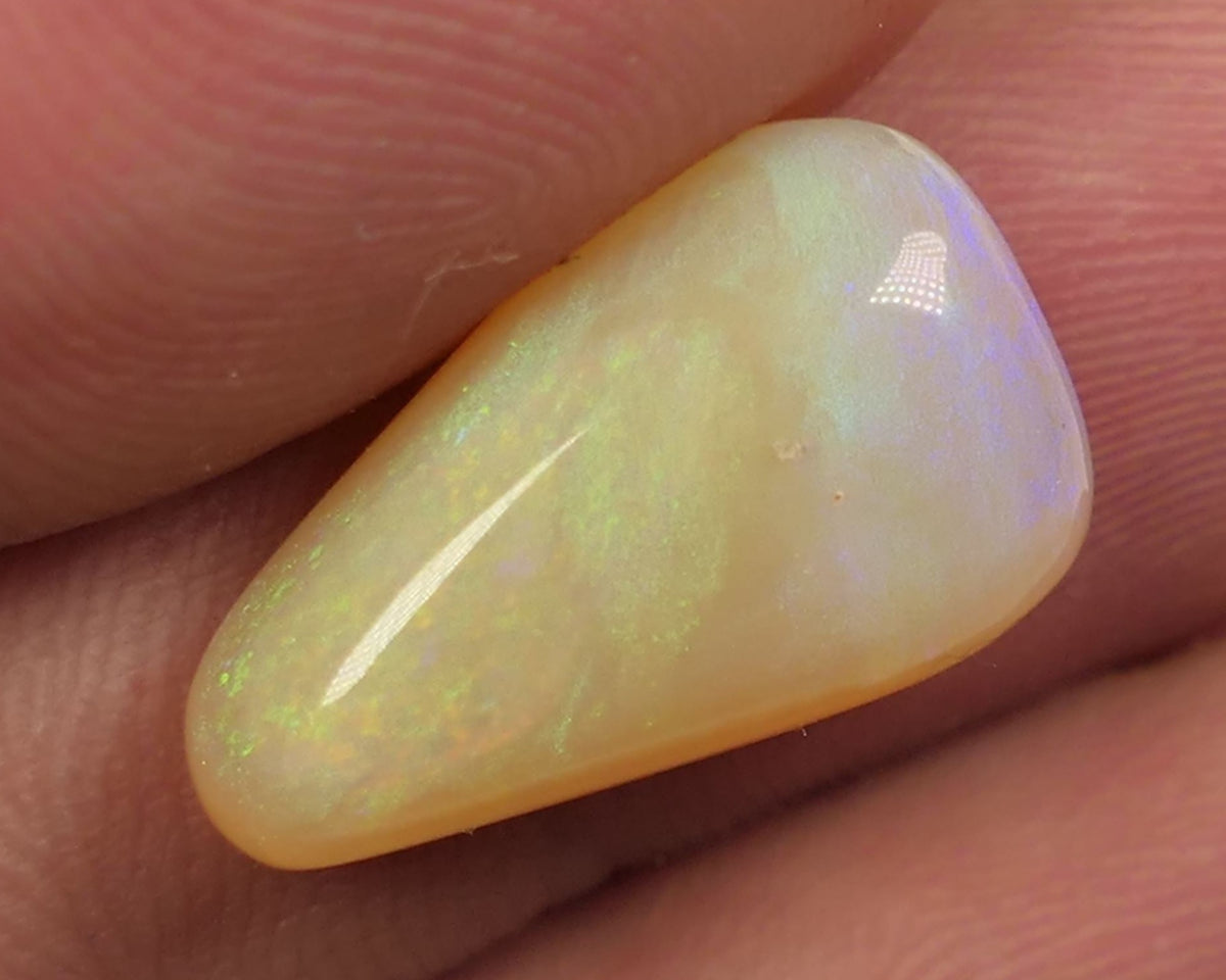 Lightning Ridge N8 Light Crystal opal Gemstone 9.35cts Polished ready for setting Nice Yellow/Blue Fires 18x12x7mmm SKU#0409