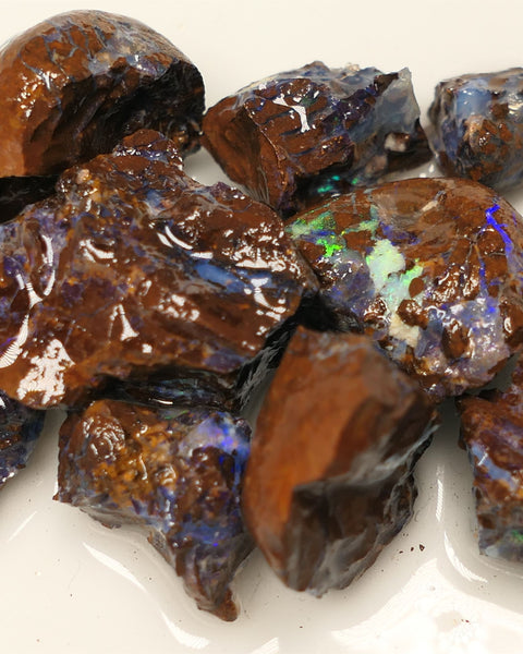 Queensland Boulder Matrix opal 140cts rough Parcel Koroit  Lots nice Blue fires 20x15x12mm to 10x7x5mm 0422