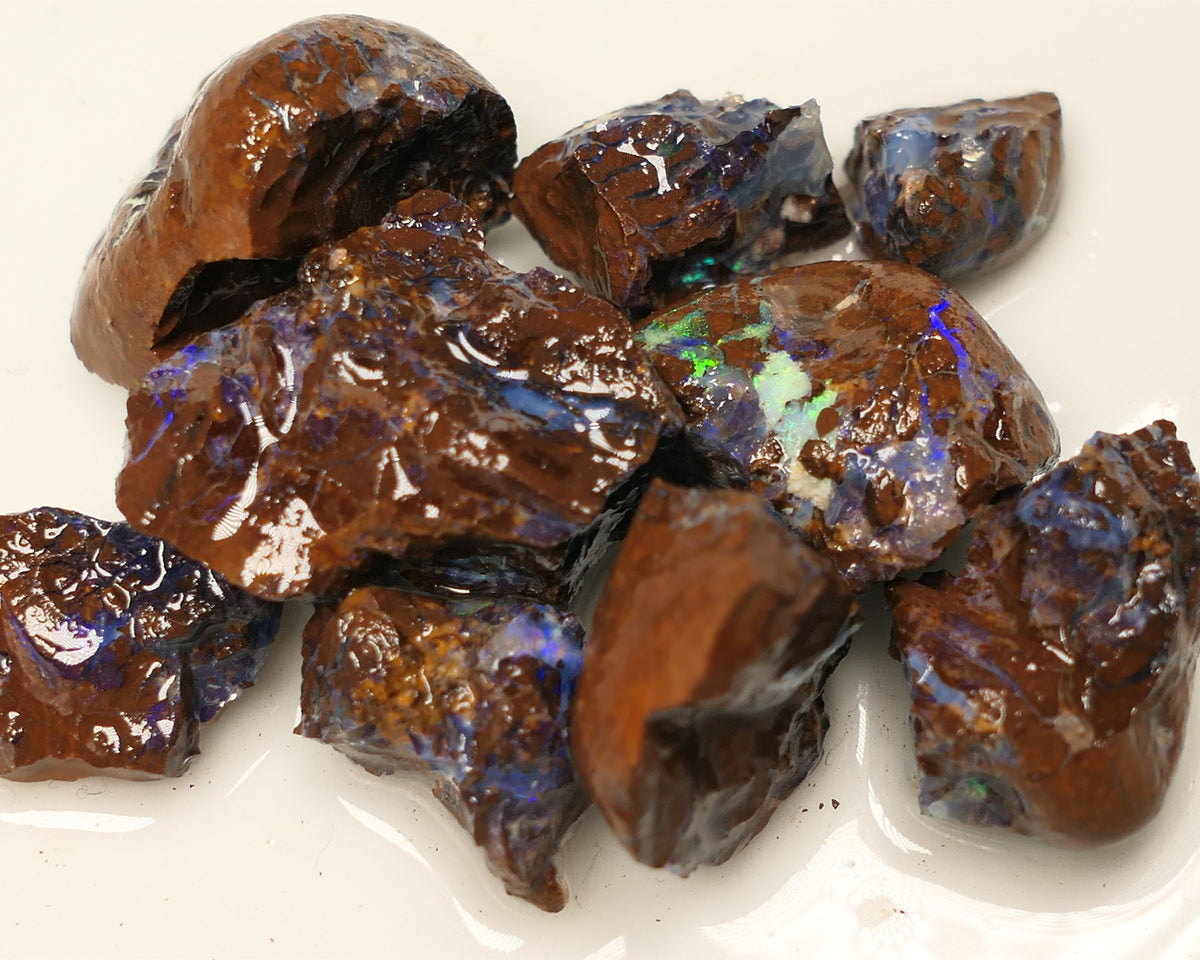 Queensland Boulder Matrix opal 140cts rough Parcel Koroit  Lots nice Blue fires 20x15x12mm to 10x7x5mm 0422