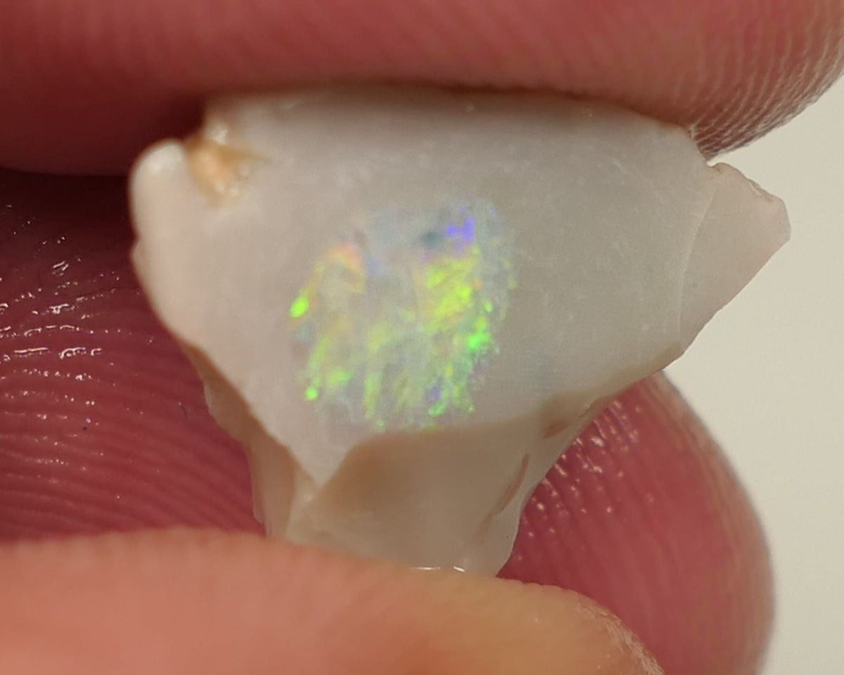 Lightning Ridge Opal Miners Bench® Dark Base Seam Rough Rub 6.3cts Nice Multifires to face 15x13x6mm0432