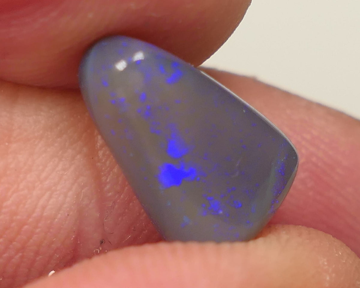 Lightning Ridge Dark Crystal opal Gemstone 3.3cts Polished ready for setting Some Nice Blue colours 12x8x5mm SKU#0444