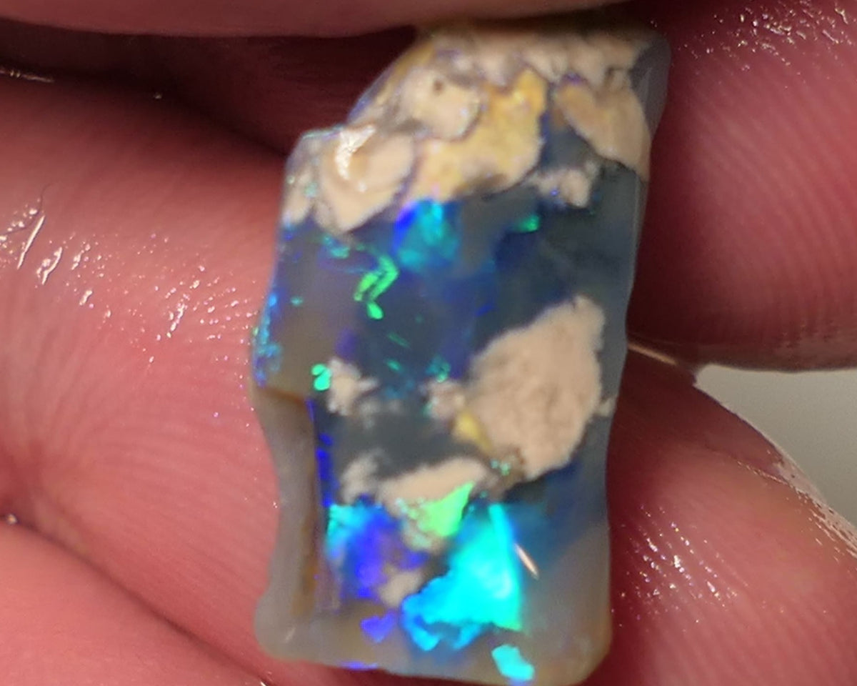 Lightning Ridge Opal Dark Base Crystal knobby Rough Rub 8cts Vivid Vibrant fires Tiny Bit of Script Pattern 20x10x6mm 0519