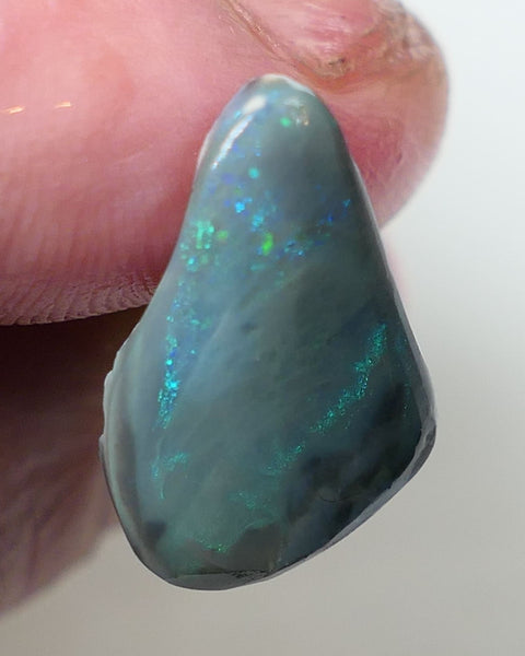 Lightning Ridge Opal Dark Base Seam Rough Rub 4.6cts Some Blue & Green fires 20x12x3.5mm 0534