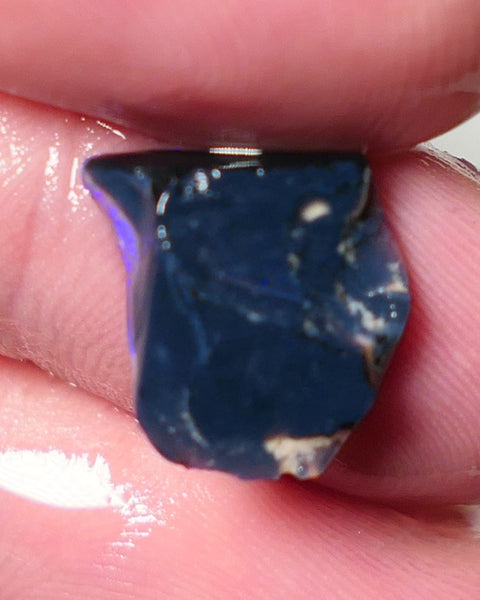 Lightning Ridge Opal Black Base Seam Rough Rub 3.5cts Electric Display of Super Super Bright Blues 13x11x4mm 0542