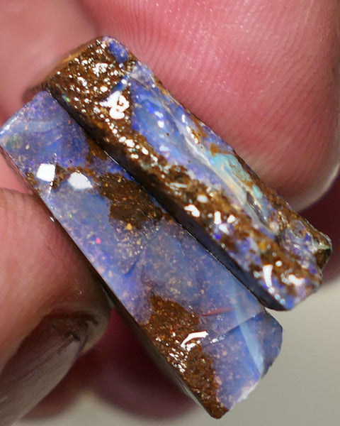 Queensland Boulder Boulder opal 47cts rough / Split Winton showing some colours 30x20x5mm & 22x12x5mm 0632