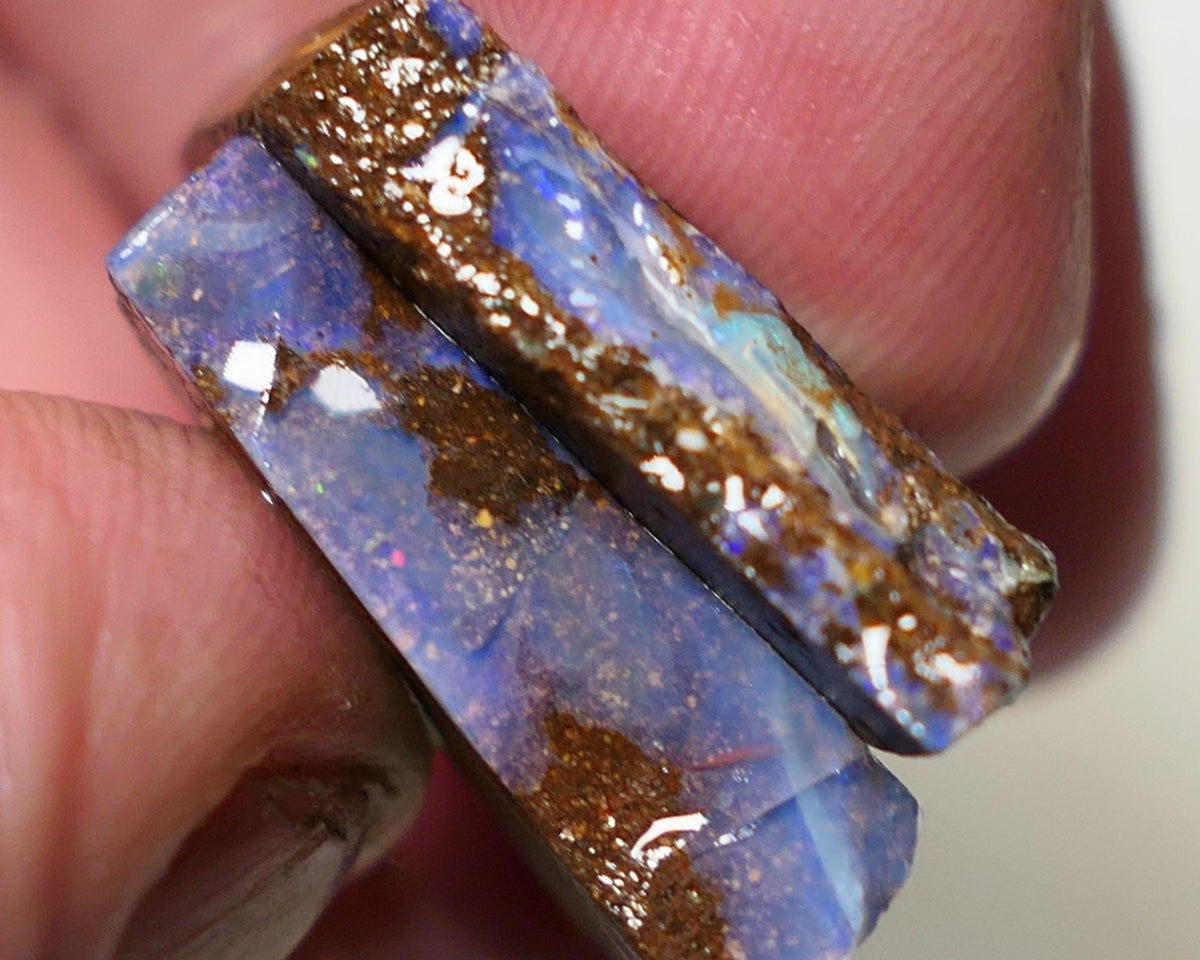 Queensland Boulder Boulder opal 47cts rough / Split Winton showing some colours 30x20x5mm & 22x12x5mm 0632