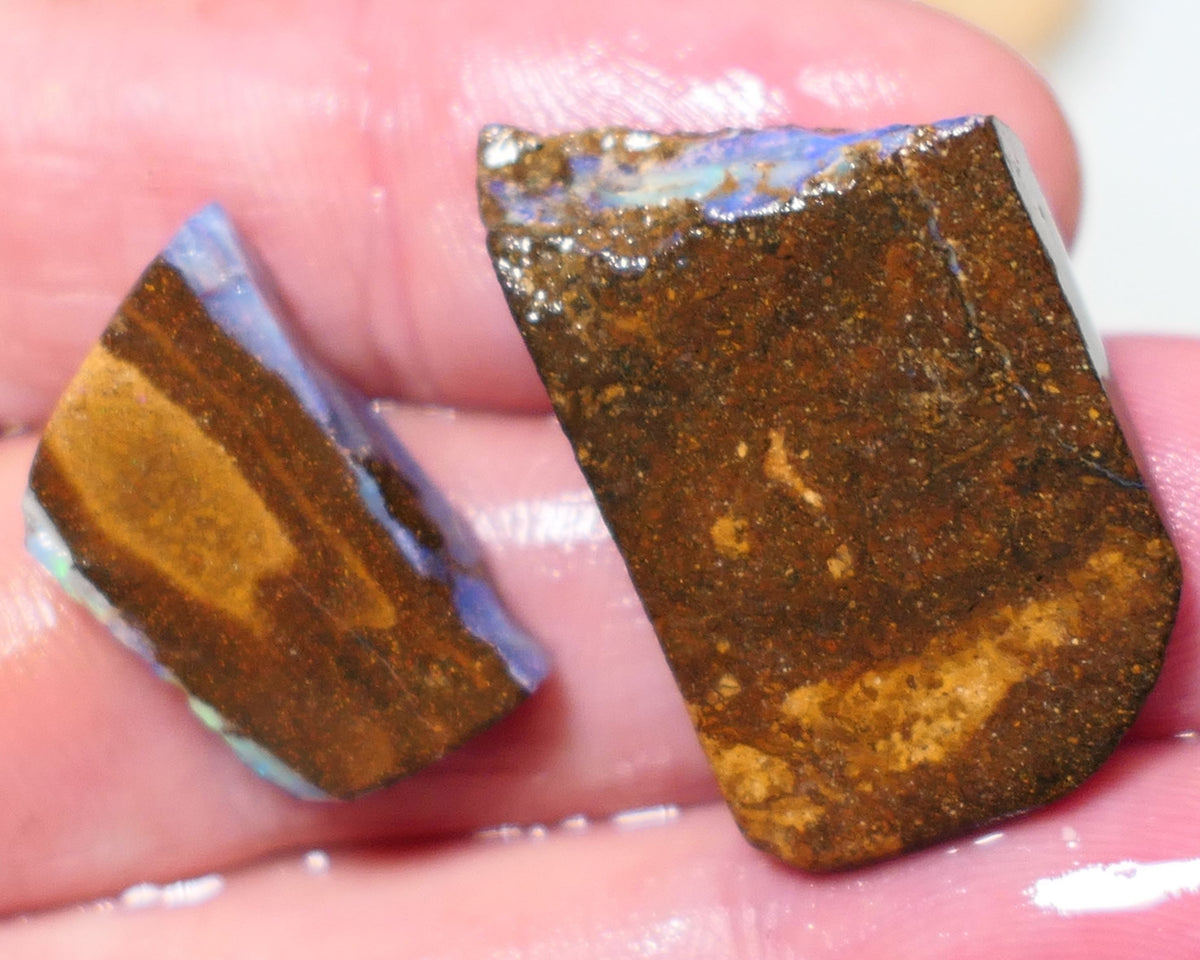 Queensland Boulder Boulder opal 47cts rough / Split Winton showing some colours 30x20x5mm & 22x12x5mm 0632