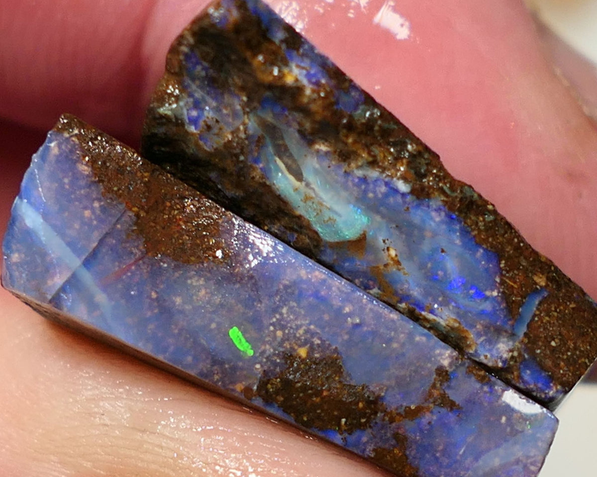 Queensland Boulder Boulder opal 47cts rough / Split Winton showing some colours 30x20x5mm & 22x12x5mm 0632