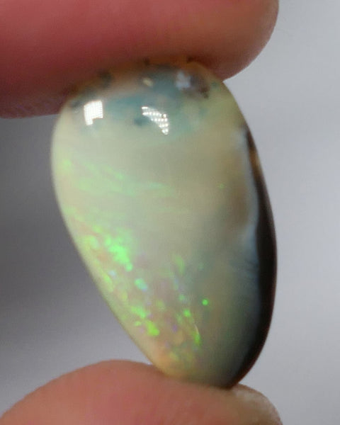 Lightning Ridge Dark Crystal opal Picture Stone Gemstone 4.4cts Polished ready for setting Green/Yellow/Blue fires 19x11x3mm  0639