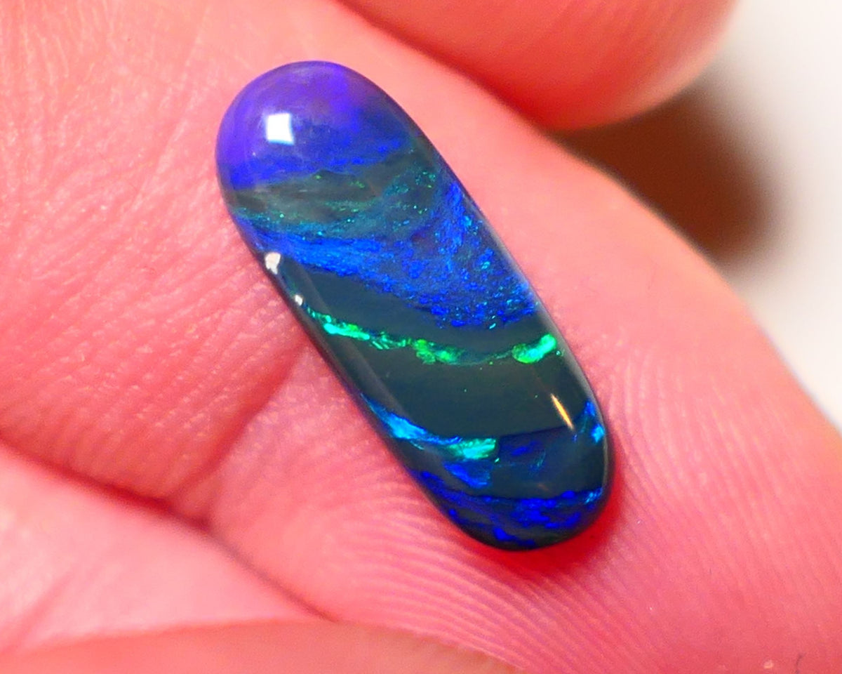 Lightning Black Opal Gemstone 2.4cts Gem Grade Mulga® N3 Black Body Tone B4 Brightness Stunning Multifires 15x6x3mm UK06