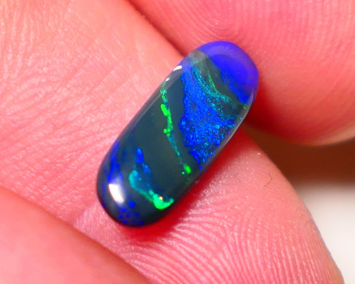 Lightning Black Opal Gemstone 2.4cts Gem Grade Mulga® N3 Black Body Tone B4 Brightness Stunning Multifires 15x6x3mm UK06