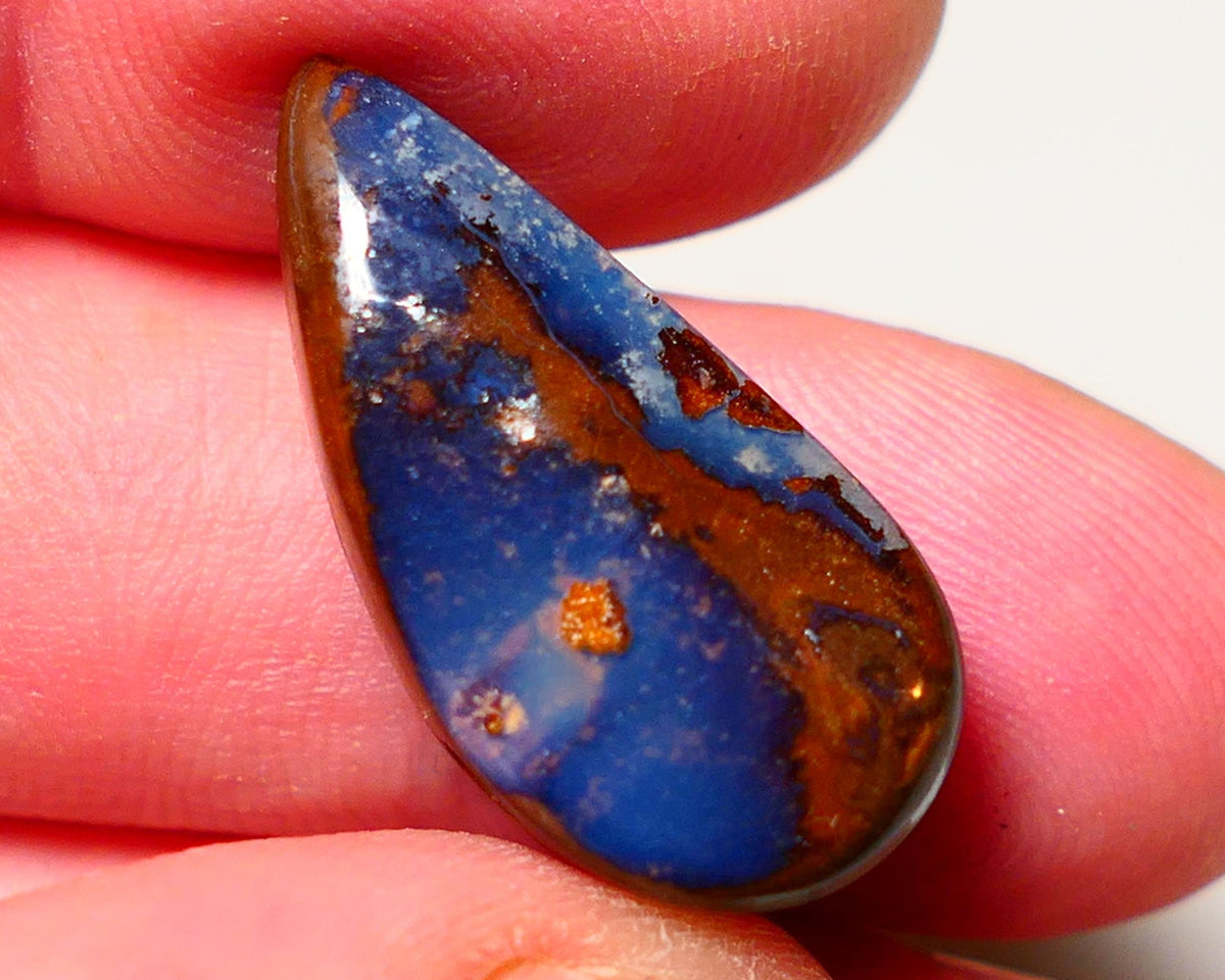 Winton Boulder Opal Gemstone 22cts Nice Face showing Bits of Fires only Ready Drill as a Pendant 25x13x8mm 0721