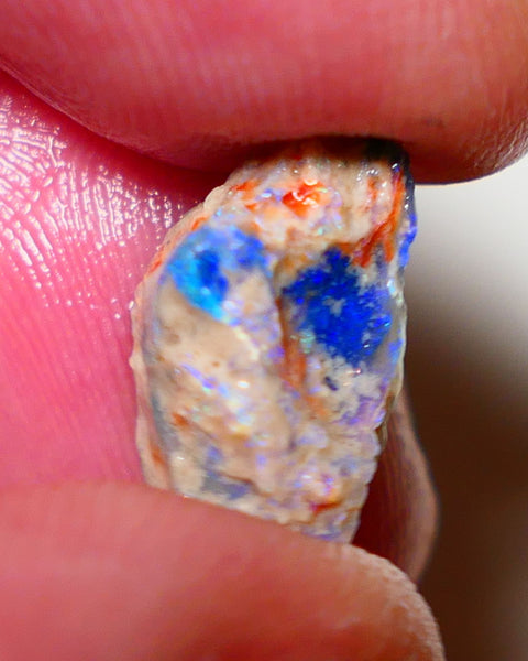 Lightning Ridge Rough Opal 4.4cts Dark Crystal Base Pea Knobby showing nice  Bright colours 15x9x8mm 0812 AUCTION