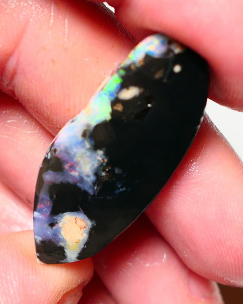 Lightning Ridge Rough / Rub Black opal  17cts Large Picture stone with some Reds & Multifires 37x16x4mm A1530